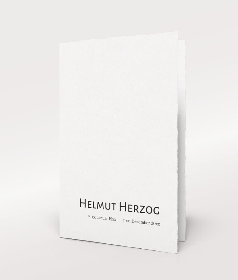 Bütten Trauerkarte, Gedenkkarte für Abschied und Erinnerung, individuelles Trauer-Design, hochwertige Bütten Papierqualität