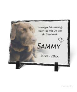 Abbildung Gedenktafel für Tiere Hund aus Schiefer 15x20