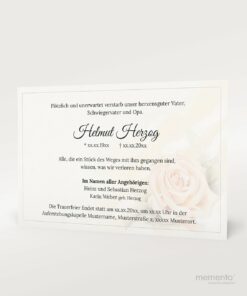Produktbild Pastellfarbige Rose Trauerkarte Einzelkarte