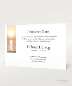 Produktbild Danksagung Trauer Sonnenuntergang am Meer Einzelkarte