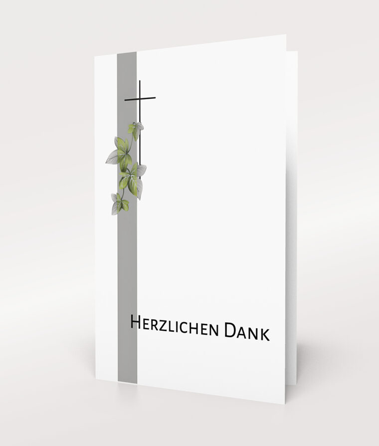 Produktbild Kreuz mit Weinblättern und Balken Danksagung Trauer