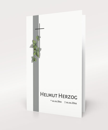 Produktbild Kreuz mit Weinblättern und Balken Trauerkarte