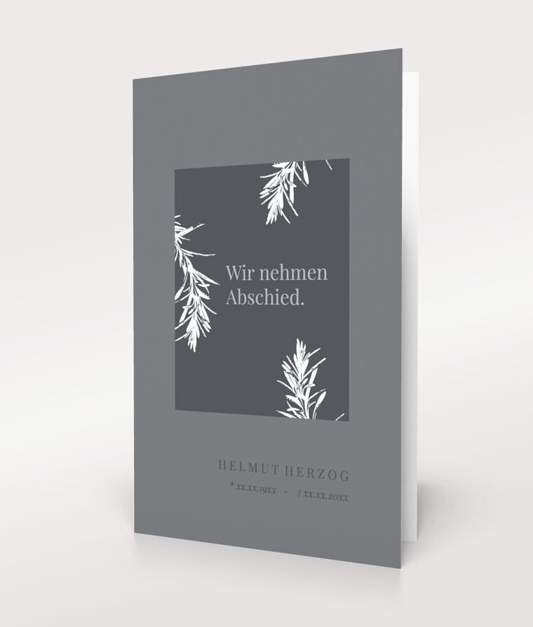 Produktabbildung Trauerkarte und Danksagung Efeuzweige