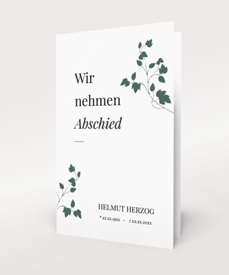Produkabbildung Trauerkarte und Danksagung Trauerzweige