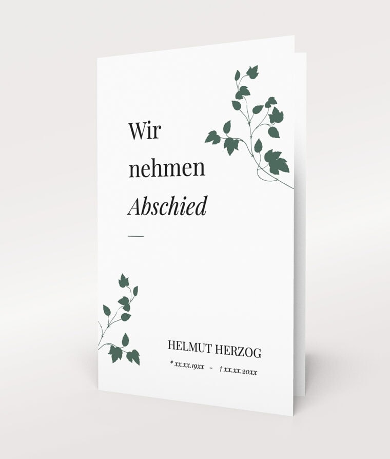 Produkabbildung Trauerkarte und Danksagung Trauerzweige