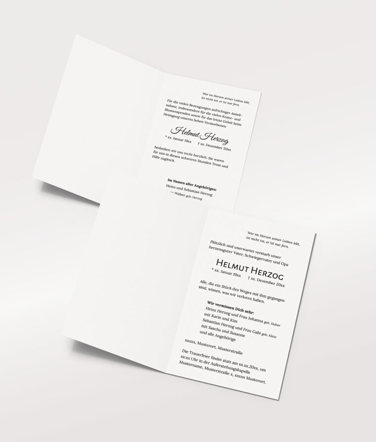 Produktabbildung Trauerkarte mit geprägtem Motiv und Naturpapier