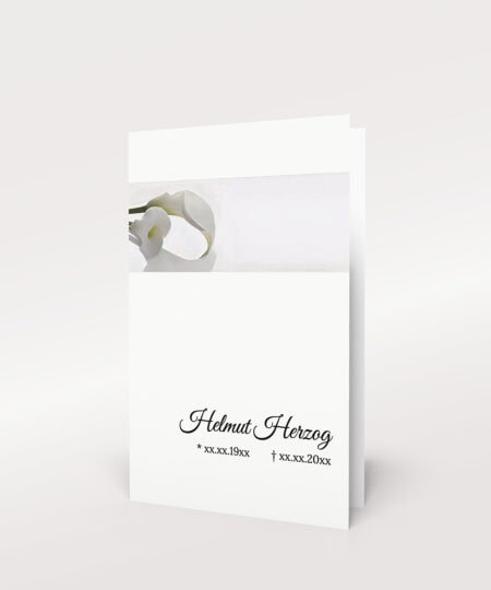 Helmut Herzog Trauerkarte mit Klappdesign.